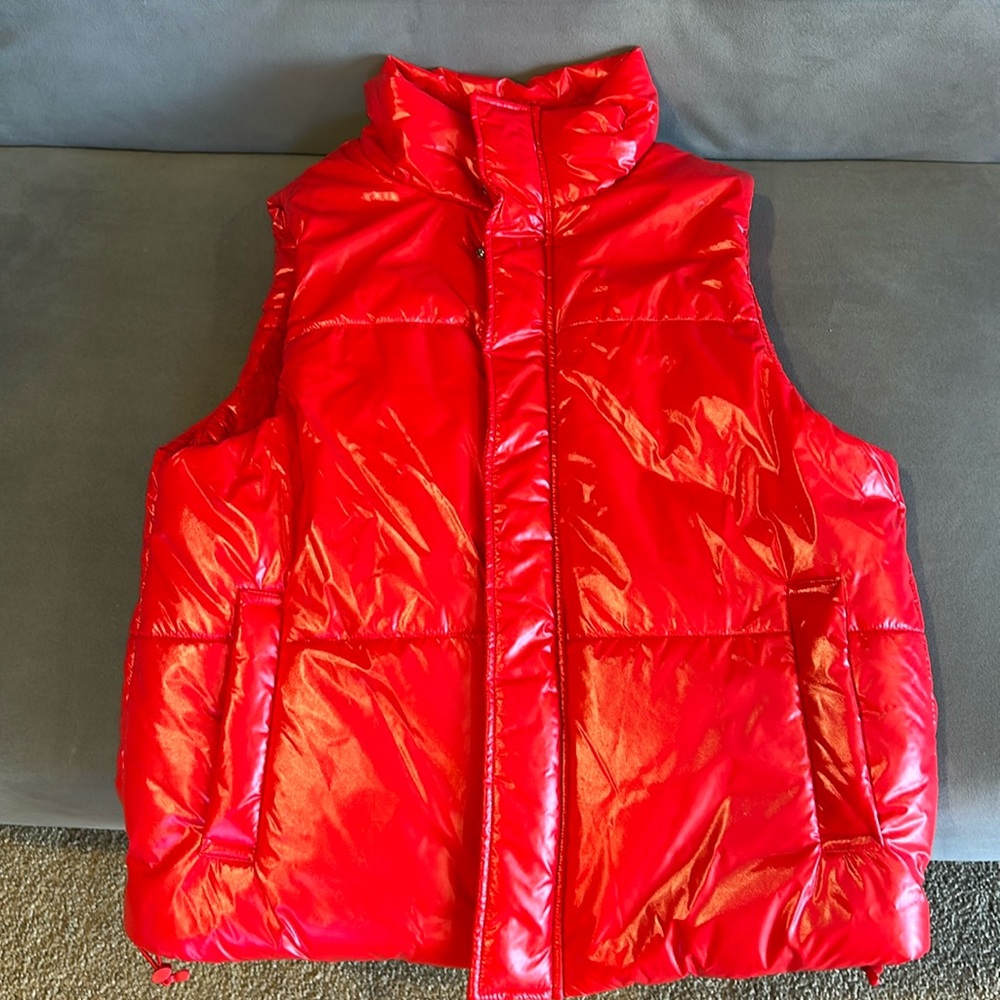 A New Day - Red Faux Fur Lined Puffer Vest, Red, Size XS